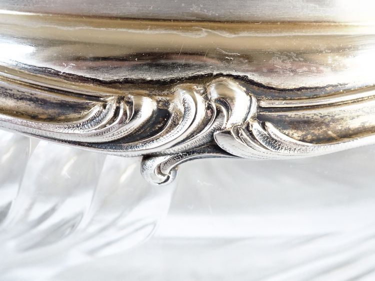 Salatschüssel oder Jugendstil-Schüssel aus Baccarat-Kristall und Sterlingsilber, Minerva-Stempel