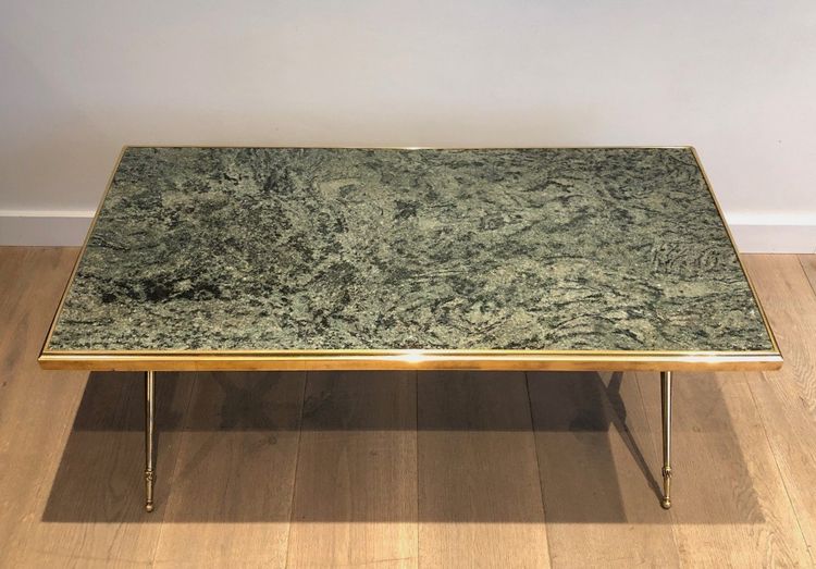 Table Basse De Style Néoclassique En Laiton Et Plateau De Marbre Dans Le Goût De Raymond Subes