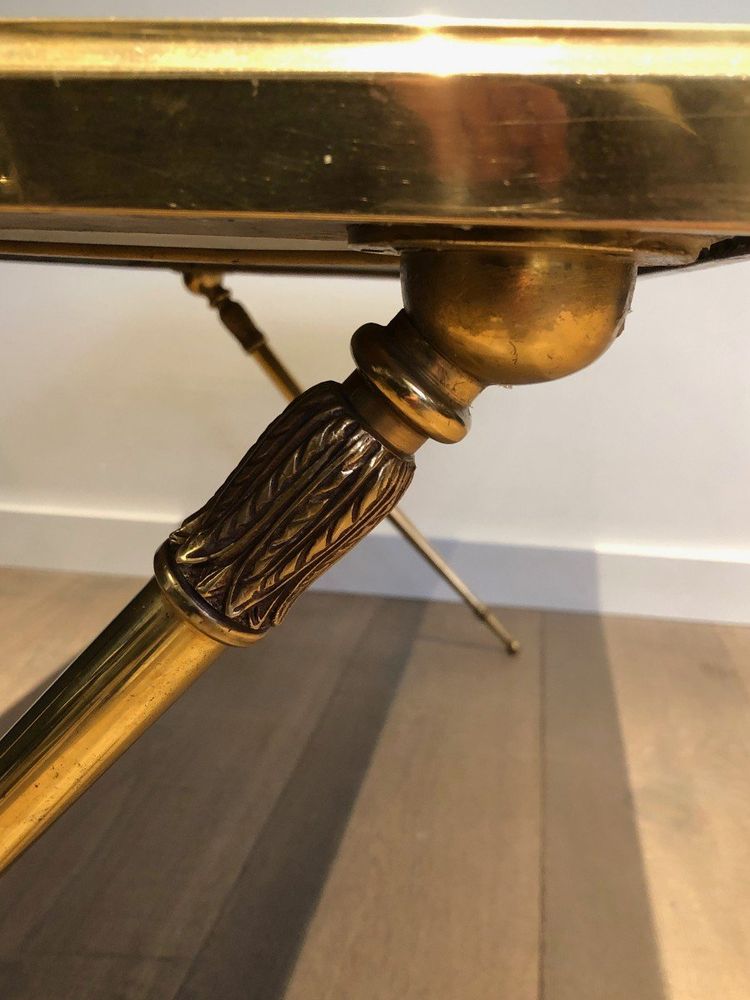 Table Basse De Style Néoclassique En Laiton Et Plateau De Marbre Dans Le Goût De Raymond Subes
