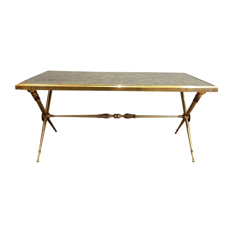 Table Basse De Style Néoclassique En Laiton Et Plateau De Marbre Dans Le Goût De Raymond Subes