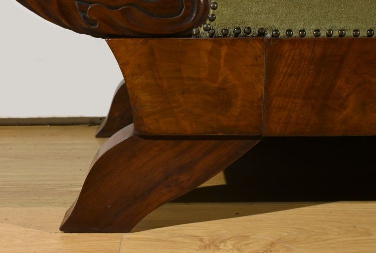 Canapé en Ronce d’Acajou, style Biedermeier – Fin XIXe