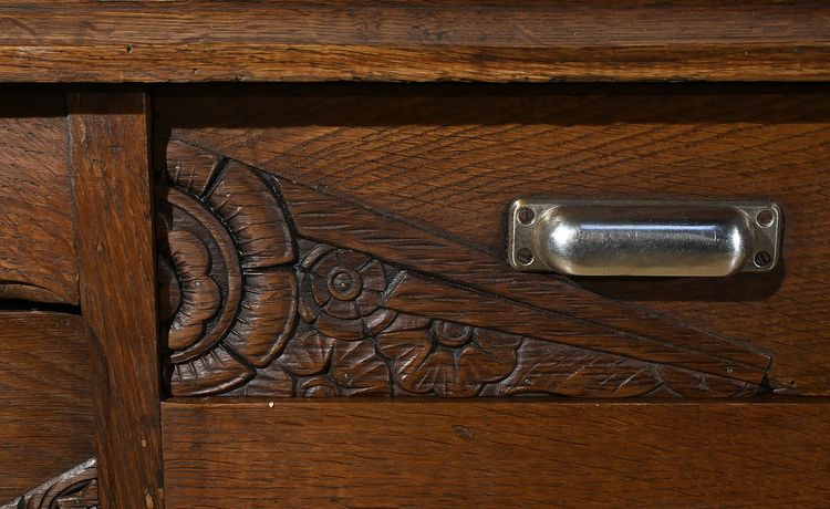 Scrivania con piedistallo in rovere, Art Déco - 1940