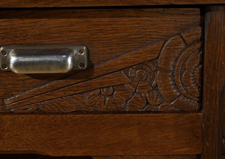 Scrivania con piedistallo in rovere, Art Déco - 1940