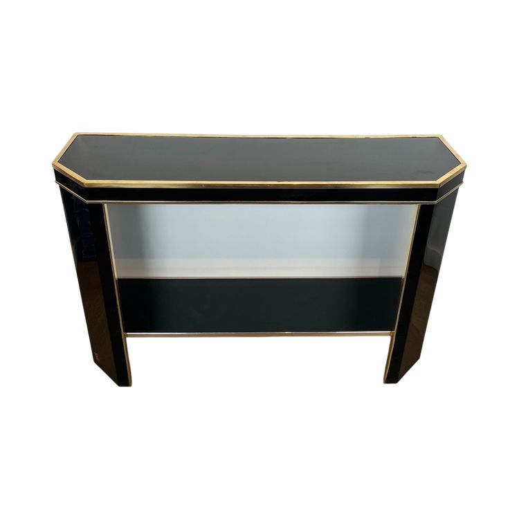 Black Lacquered and Gilt Metal Console Signed Jean-Claude Mahey