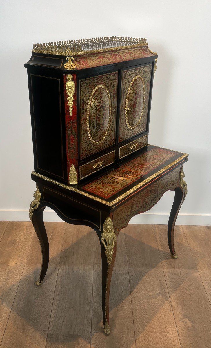 Bureau Bonheur Du Jour En Marqueterie Boulle d'Epoque Napoléon III