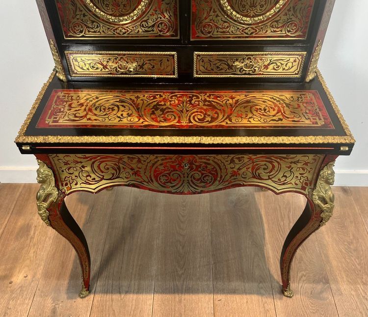Bureau Bonheur Du Jour En Marqueterie Boulle d'Epoque Napoléon III