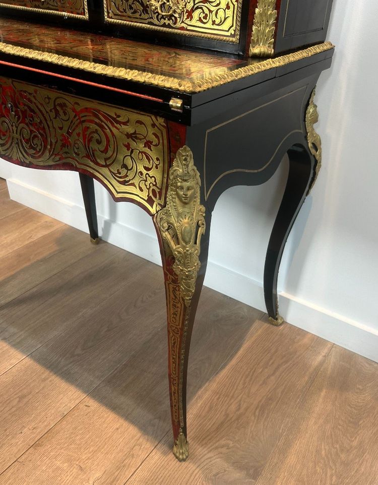 Bureau Bonheur Du Jour En Marqueterie Boulle d'Epoque Napoléon III
