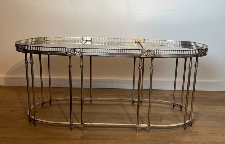 Table Basse De Style Néoclassique En Métal Argenté Dans Le Goût De La Maison Jansen
