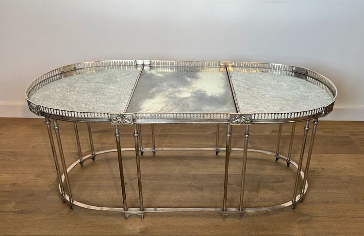 Table Basse De Style Néoclassique En Métal Argenté Dans Le Goût De La Maison Jansen