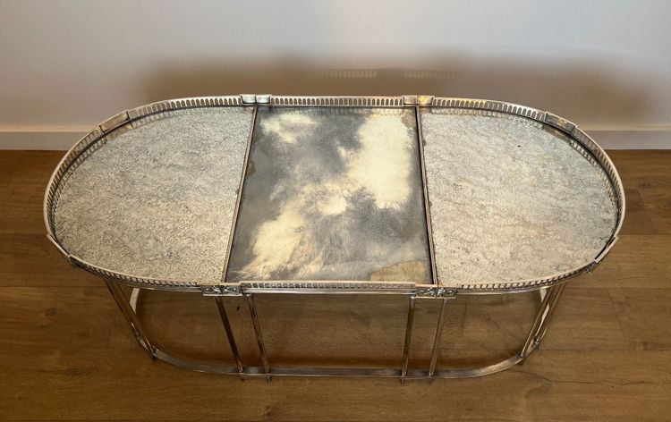 Table Basse De Style Néoclassique En Métal Argenté Dans Le Goût De La Maison Jansen