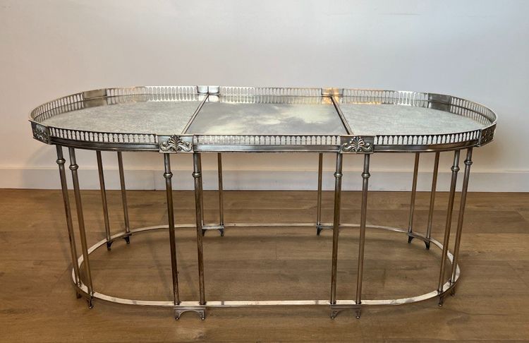 Table Basse De Style Néoclassique En Métal Argenté Dans Le Goût De La Maison Jansen
