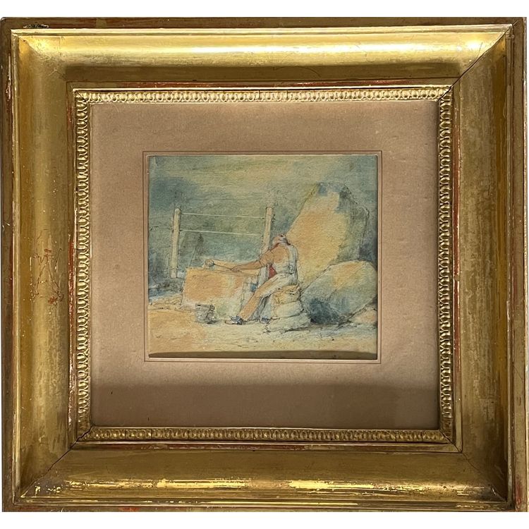 Petite Aquarelle Le tailleur de pierres, 1886 feuille d'or.