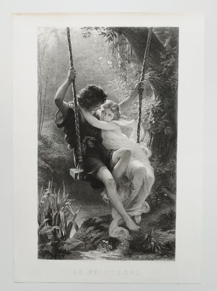 Mythological Etching Spring By Amedee Varin After Pierre Auguste Cot Neoclassical Engraving 
