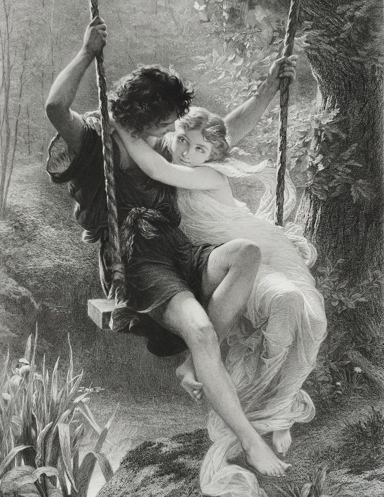 Mythological Etching Spring By Amedee Varin After Pierre Auguste Cot Neoclassical Engraving 