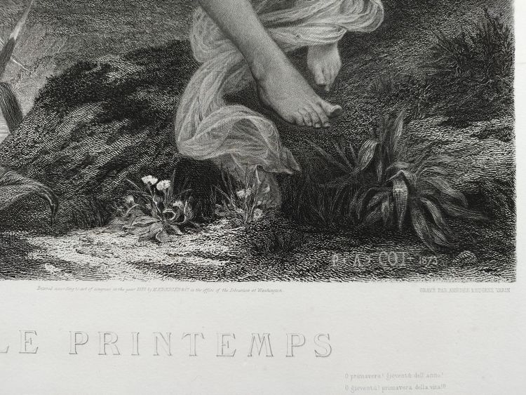 Mythological Etching Spring By Amedee Varin After Pierre Auguste Cot Neoclassical Engraving 