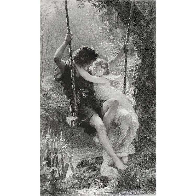 Mythological Etching Spring By Amedee Varin After Pierre Auguste Cot Neoclassical Engraving 