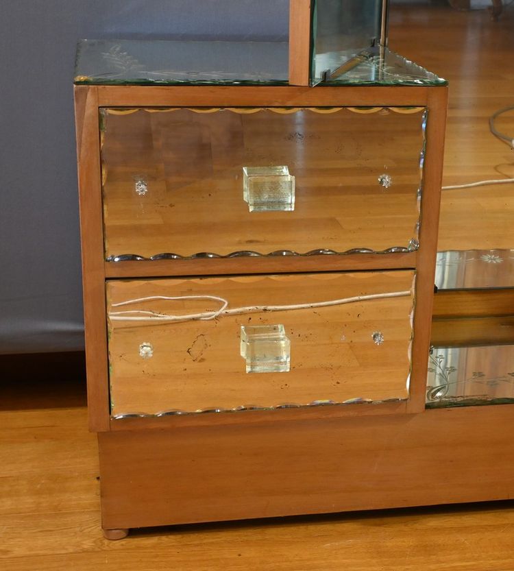 Glazed Dressing Table in Fruitwood - 1950