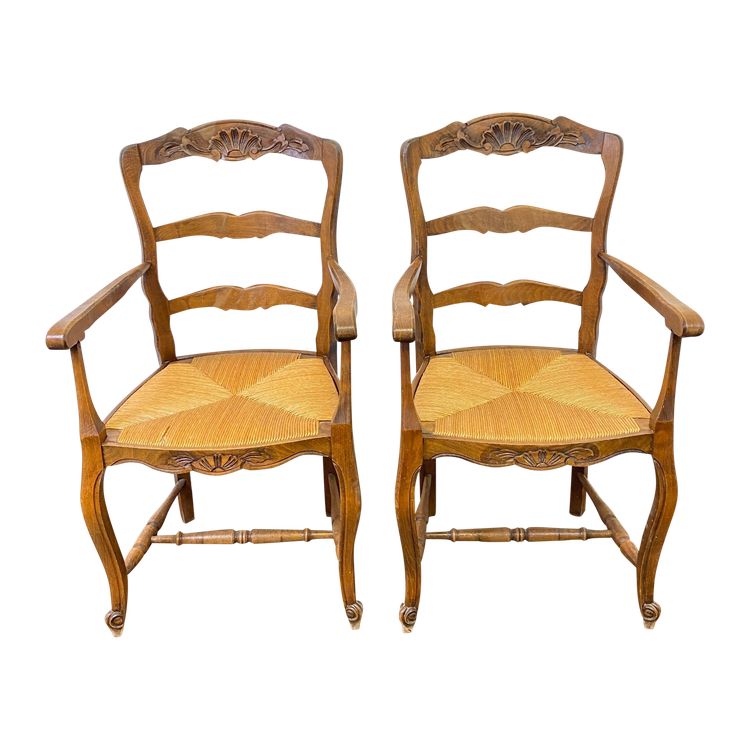 Pair of 19th Century Provencal Style Straw Armchairs