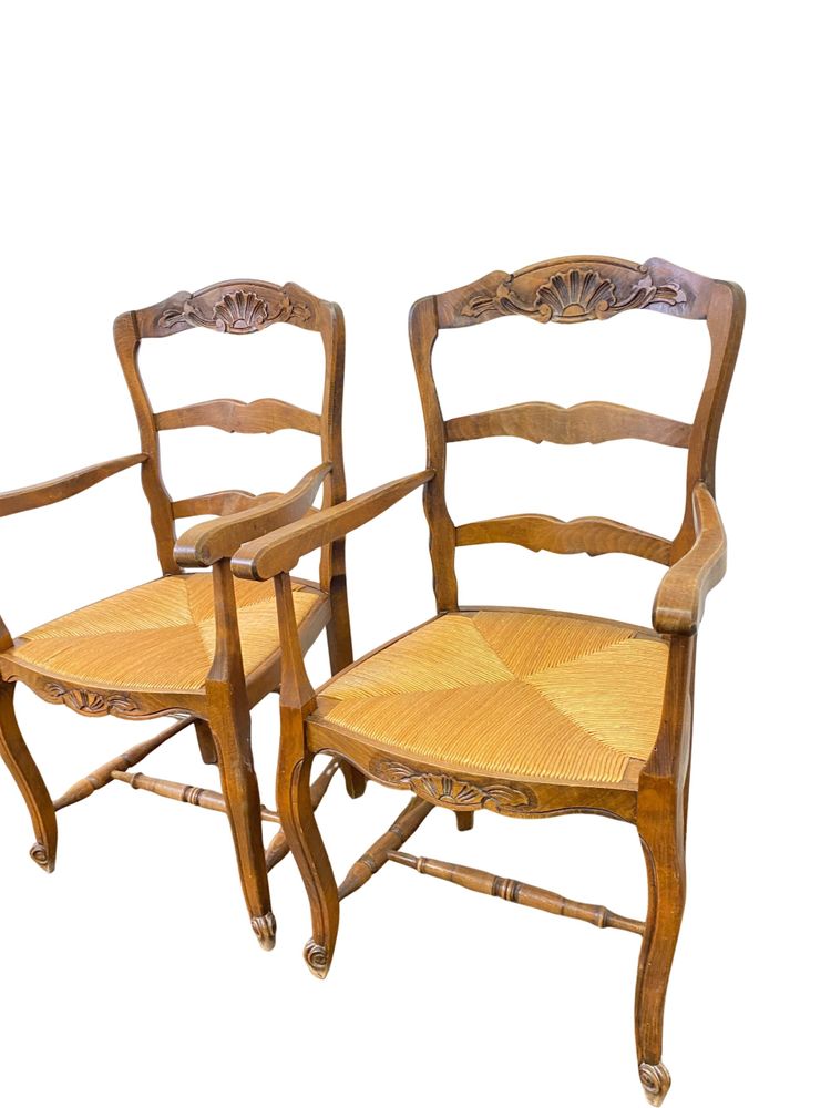 Pair of 19th Century Provencal Style Straw Armchairs