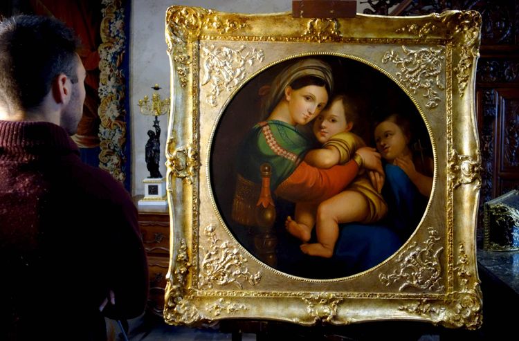 Großes Tondo: Madonna della Seggiola nach Raffael