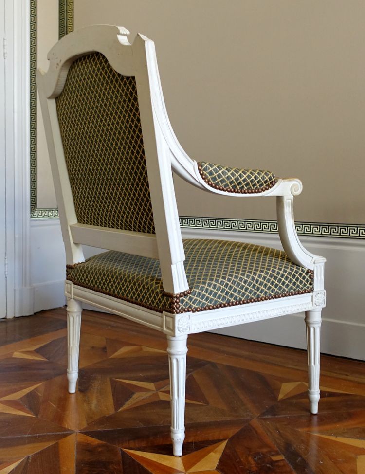 Fauteuil de bureau d'époque Louis XVI recouvert de crin de cheval attribué à Claude Séné