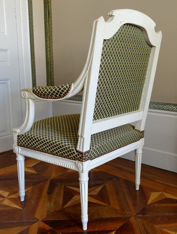 Fauteuil de bureau d'époque Louis XVI recouvert de crin de cheval attribué à Claude Séné