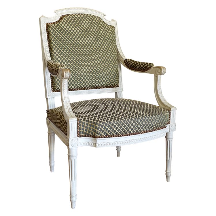 Fauteuil de bureau d'époque Louis XVI recouvert de crin de cheval attribué à Claude Séné