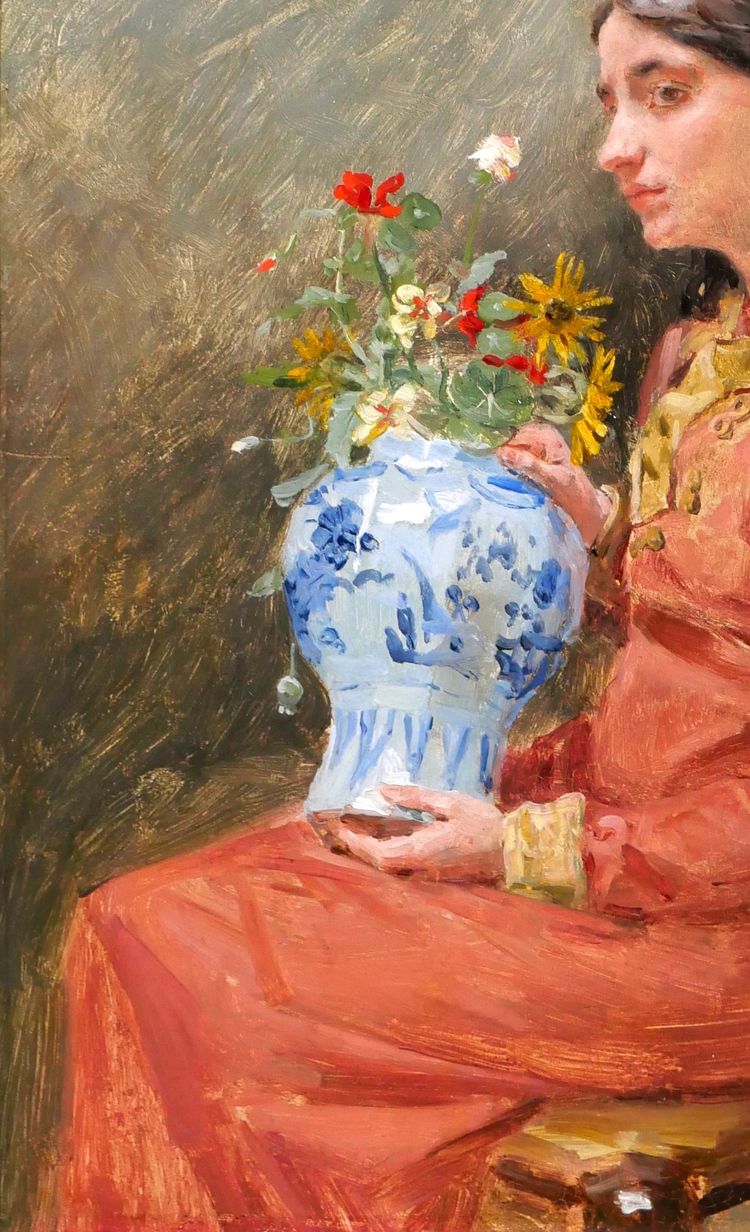 Jean Joseph WEERTS 1846-1927 Rêverie sur la beauté, portrait de jeune femme, tableau impressionnisme