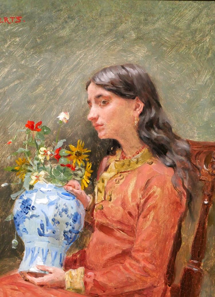 Jean Joseph WEERTS 1846-1927 Rêverie sur la beauté, portrait de jeune femme, tableau impressionnisme