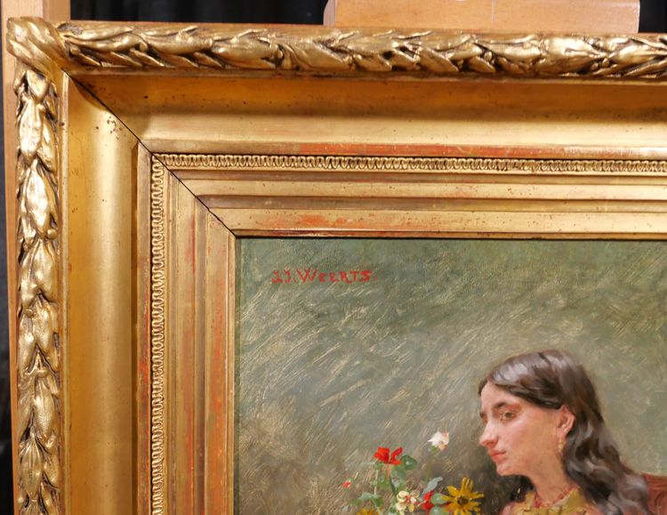 Jean Joseph WEERTS 1846-1927 Rêverie sur la beauté, portrait de jeune femme, tableau impressionnisme