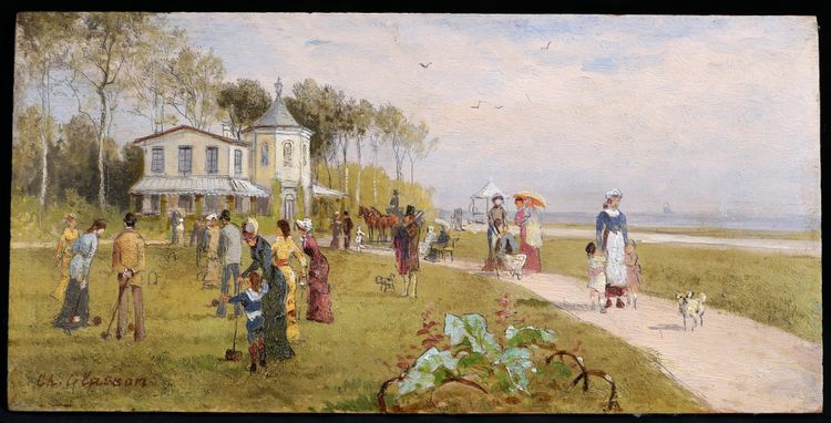 Charles GLASSON (attivo intorno al 1900) Buona società sulla costa della Normandia