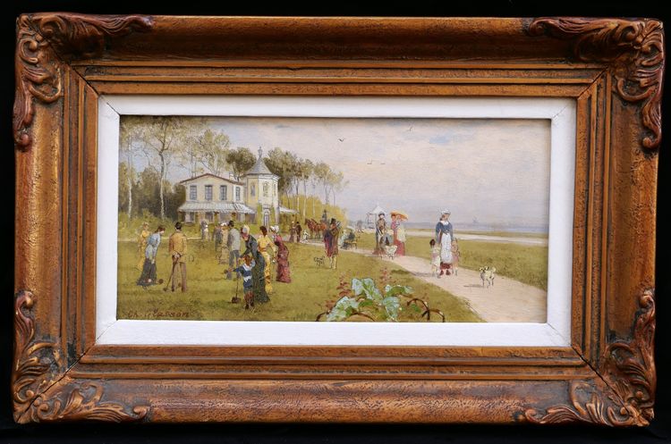 Charles GLASSON (attivo intorno al 1900) Buona società sulla costa della Normandia