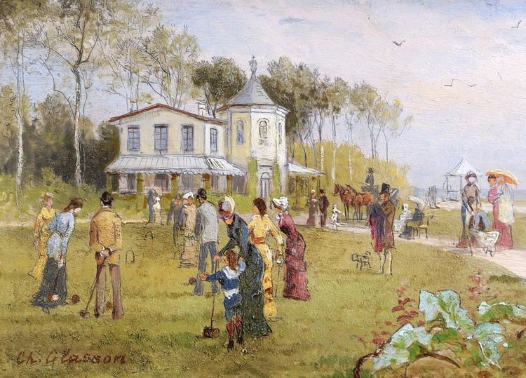 Charles GLASSON (attivo intorno al 1900) Buona società sulla costa della Normandia