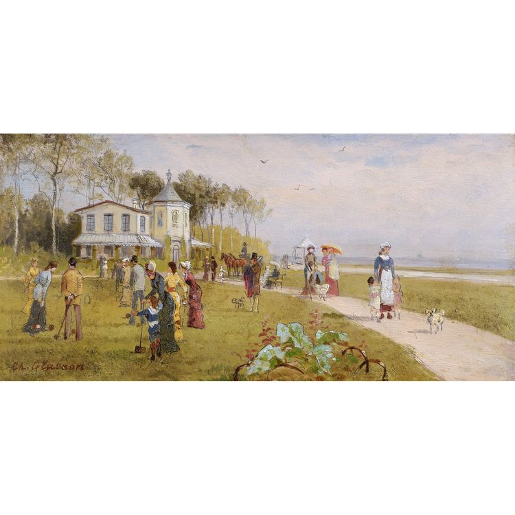 Charles GLASSON (attivo intorno al 1900) Buona società sulla costa della Normandia