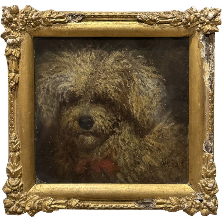 Ecole Impressionniste Du XIXème Siècle - Portrait De Chien, 1873 - Monogramme