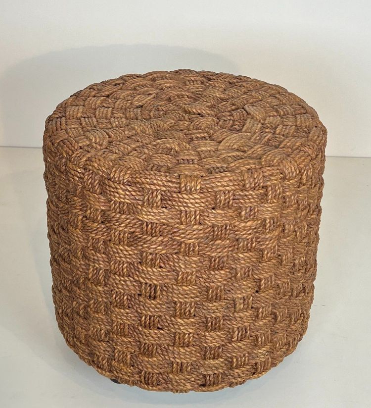 Tabouret En Corde Et Pieds Ronds En Bois d'Audoux Minet