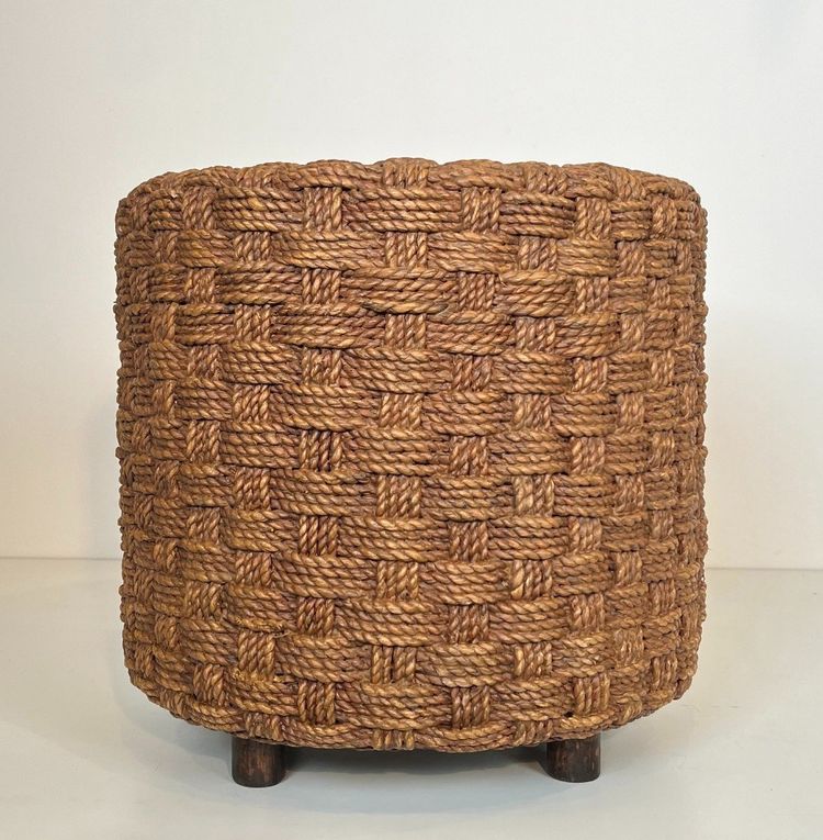 Tabouret En Corde Et Pieds Ronds En Bois d'Audoux Minet