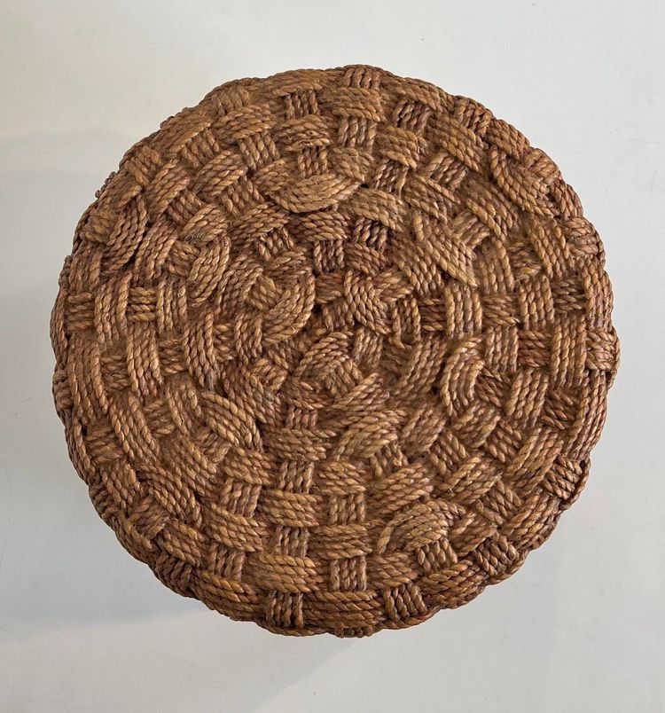 Tabouret En Corde Et Pieds Ronds En Bois d'Audoux Minet