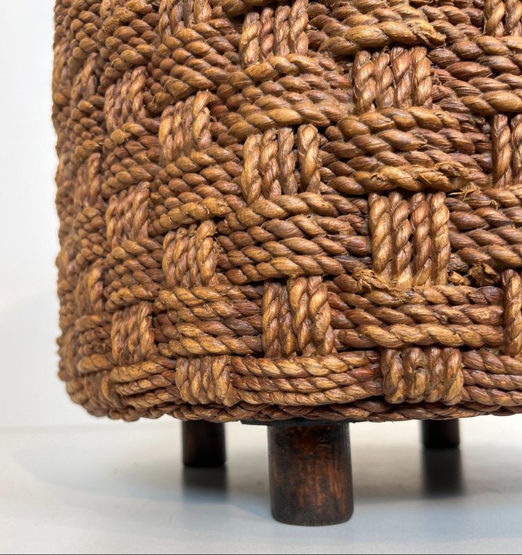 Tabouret En Corde Et Pieds Ronds En Bois d'Audoux Minet