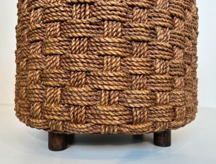 Tabouret En Corde Et Pieds Ronds En Bois d'Audoux Minet