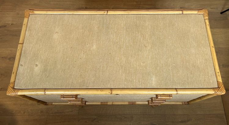 Cassettiera in bambù, rattan, legno e rafia di Adrien Audoux e Frida Minet (audoux Minet)