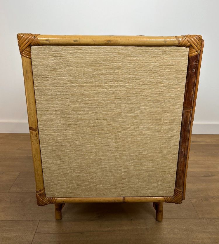 Cassettiera in bambù, rattan, legno e rafia di Adrien Audoux e Frida Minet (audoux Minet)