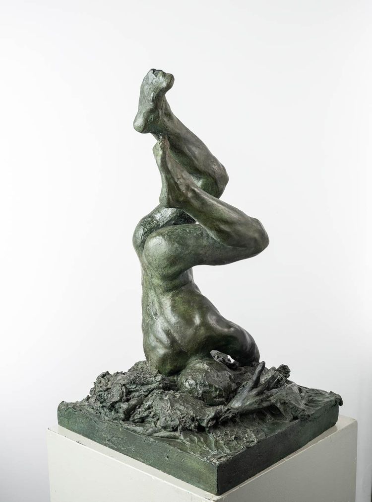 Männlicher Akt - Bronzeskulptur - Ikarus