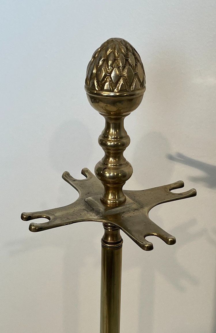 Brass Fire Pit Set with Pine Cones in the Style of Maison Baguès