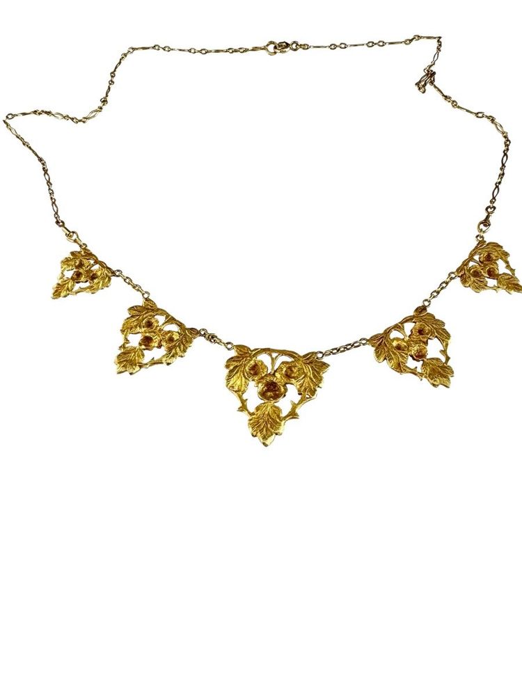 Jugendstil-Halskette aus farbigem Gold