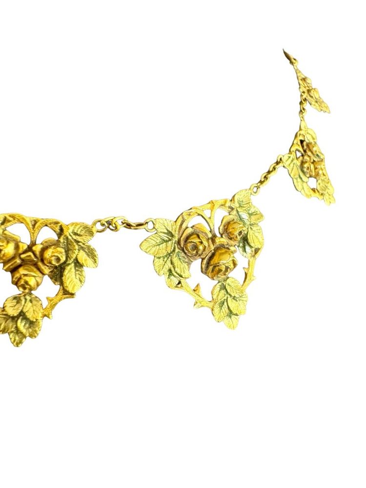 Jugendstil-Halskette aus farbigem Gold