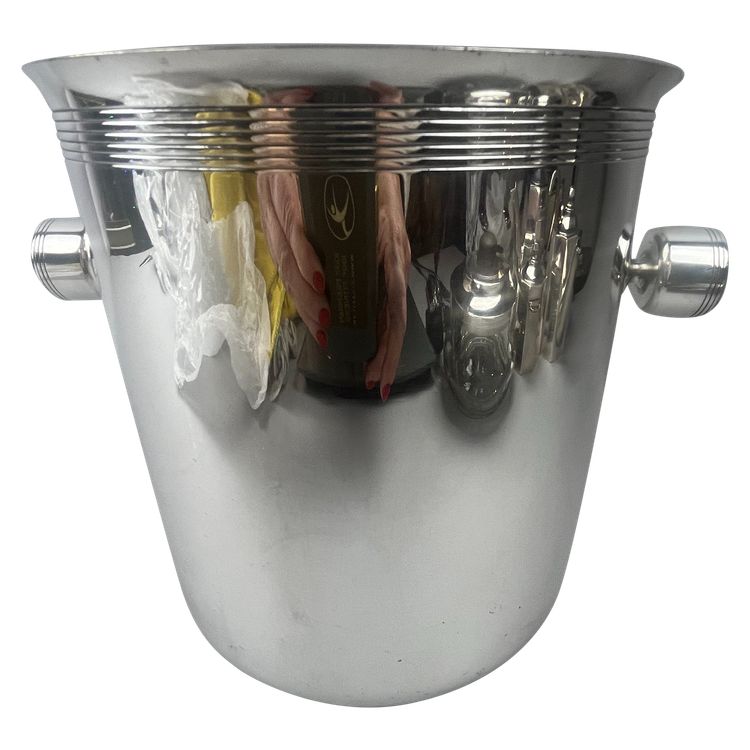 Contemporary style silver metal champagne bucket