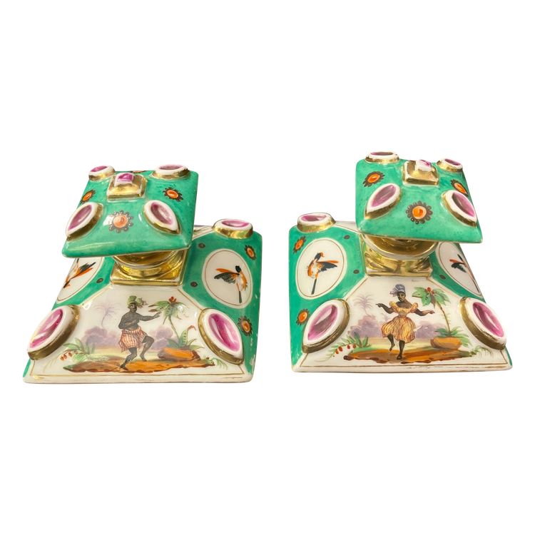 Pair of Paris Porcelain Perfume Bottles, 19th Century
