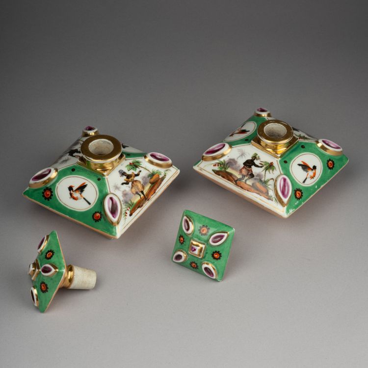 Pair of Paris Porcelain Perfume Bottles, 19th Century