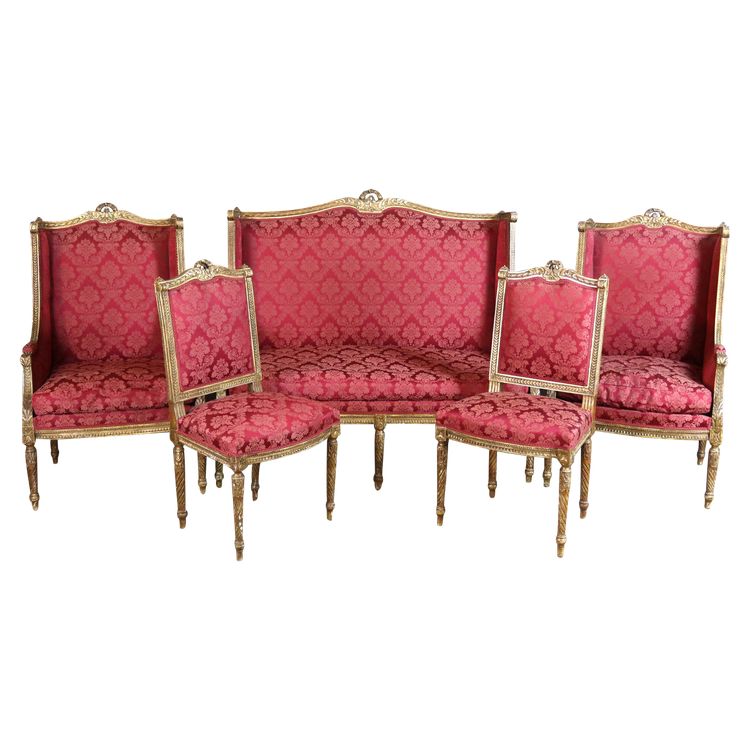 Salon en bois doré style Louis XVI